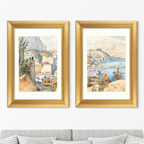 Константин Горбатов - Набор из 2-х репродукций картин в раме A View of Capri, 1927г.