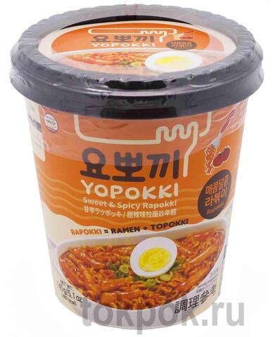 Рисовые клецки с лапшой (рапокки) Yopokki с остро-сладким соусом, 145 гр