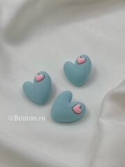 Пуговицы сердечки пластиковые голубые