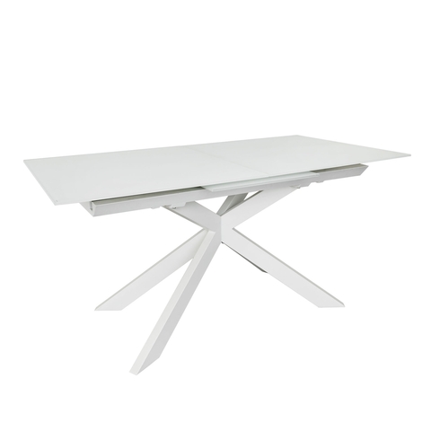 Vashti Раздвижной стол из стекла и МДФ со стальными ножками белого цвета160 (210) x 90 см