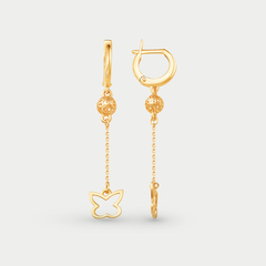 Длинные женские серьги без вставок из желтого золота 585 пробы (арт. С40015539)