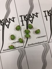 Пуговица металлическая со сквозным проколом (пластик/металл, Салатовый/золотой металлический ободок, 11)