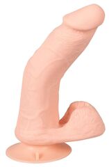 Телесный вибратор на присоске с пультом ДУ Bendable RC Vibrator with Balls - 20,8 см.