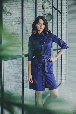 Халат женский м117 toray стретч темно-синийSZ6