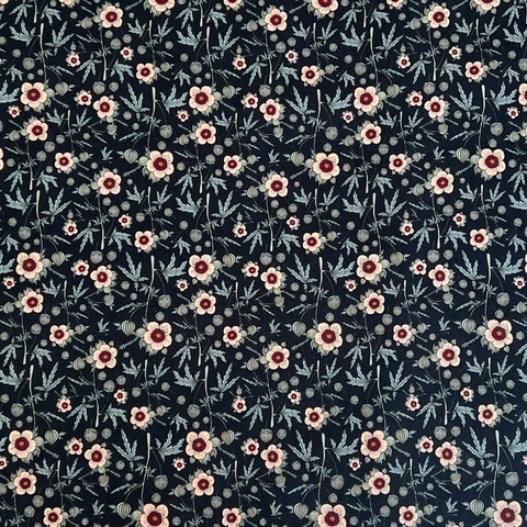 ПРЕДЗАКАЗ, БЕЛЫЕ ЦВЕТОЧКИ НА СИНЕМ - 100% хлопок