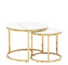 Набор из 2 журнальных столиков Selene Ø60 и Ø45 см, стекло под белый мрамор, золото