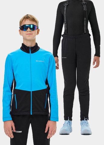 Детский лыжный костюм с лямками Nordski Jr. Advance Light Blue/Black