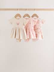 Боди с коротким рукавом для девочек Next W60-529, 3 шт., Розовый, Бежевый
