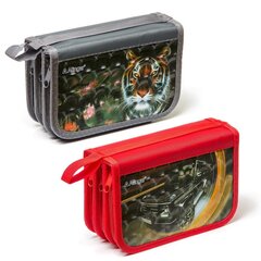 Пенал 3 отделения Alingar, лам. картон, молния, 3D, 120 х 190 мм, ассорти