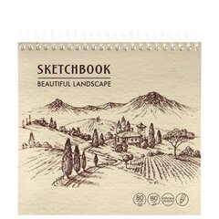 
          Скетчбук А6 80л., "Ландшафтные наброски", 80 г/м2, Проф-Пресс, цвет.спираль, ламинация, жёсткая подложка, белый офсет
