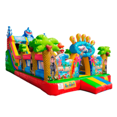 Коммерческий надувной батут с горкой «В гостях у моря» 10*5*5 м.