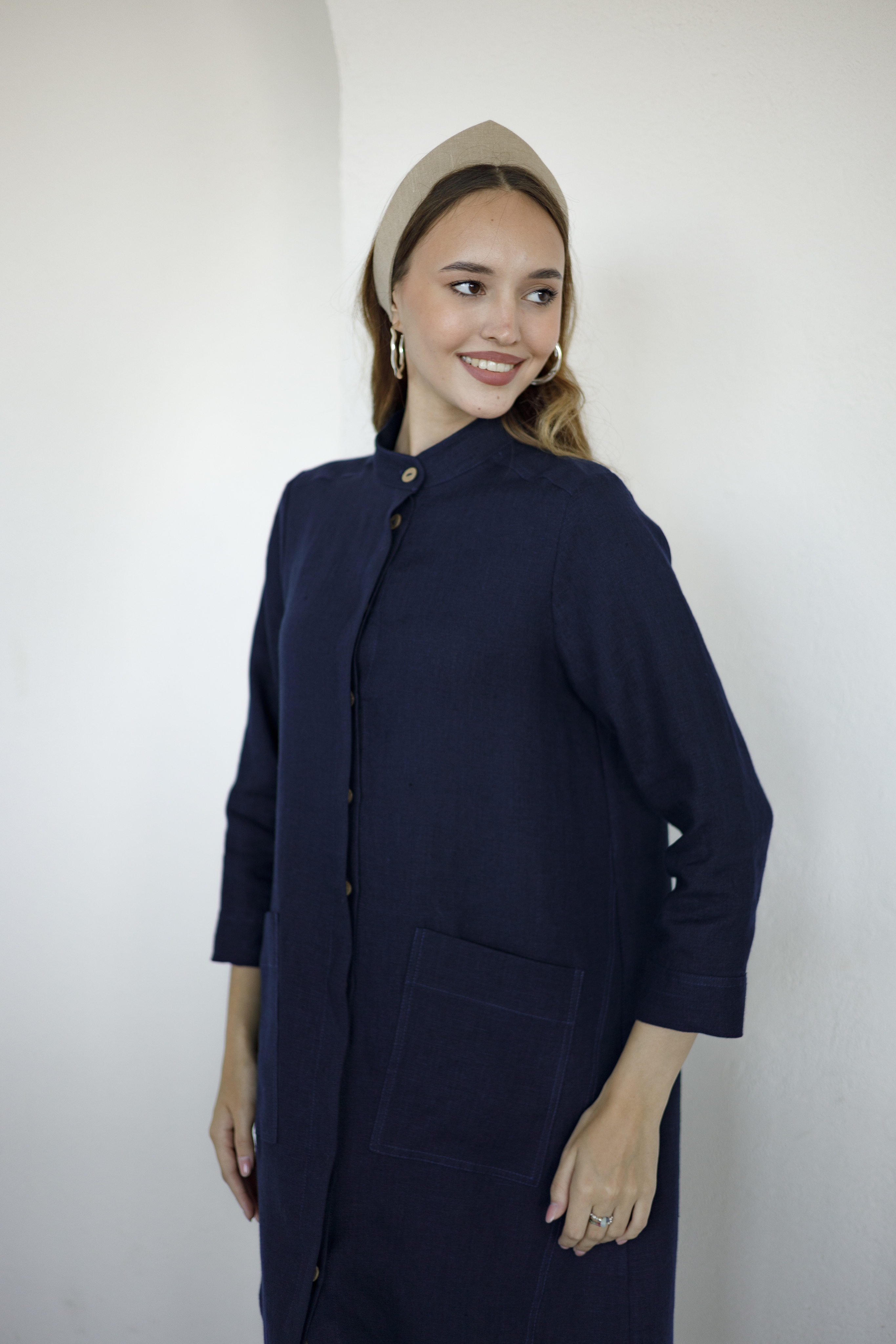 Платье миди льняное Бегония