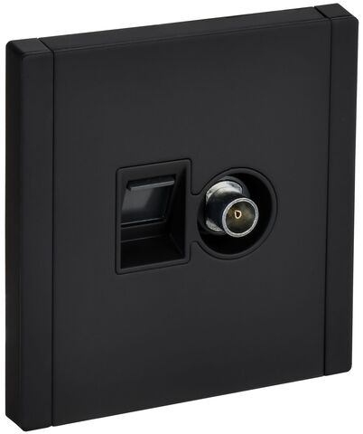 FORTE&PIANO Роз. двойная TV+RJ45 кат.6 FP137M чер. IEK