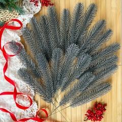 Еловая ветка, еловые лапки, рождественский декор, цвет под серебро, 1 лапка 30 см, набор 20 шт.