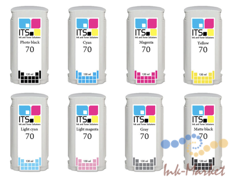 Комплект картриджей Hi-Black №70 для HP DesignJet Z2100, Z3100, Z3200, Z5200 (C, M, Y, PK, MK, LG, LC, LM), 8 х 130 мл