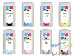 Комплект картриджей Hi-Black №70 для HP DesignJet Z2100, Z3100, Z3200, Z5200 (C, M, Y, PK, MK, LG, LC, LM), 8 х 130 мл