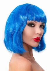 Синий парик-каре с челкой - 