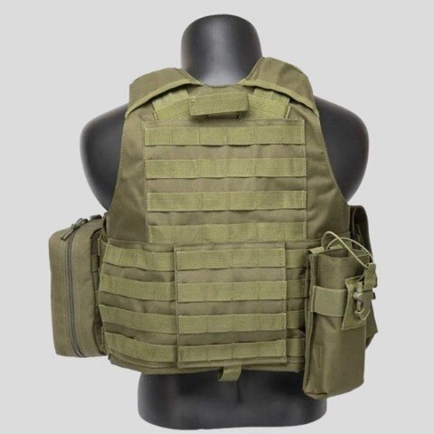 ТАКТИЧЕСКИЙ РАЗГРУЗОЧНЫЙ ЖИЛЕТ «5 / пять карманов» с подсумками Tactical Molle Plate Carrier для съемных бронепластин