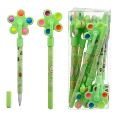 Ручка шариковая, Basir, синие чернила, серия "Авокадо", с игрушкой-спиннером, 12 шт