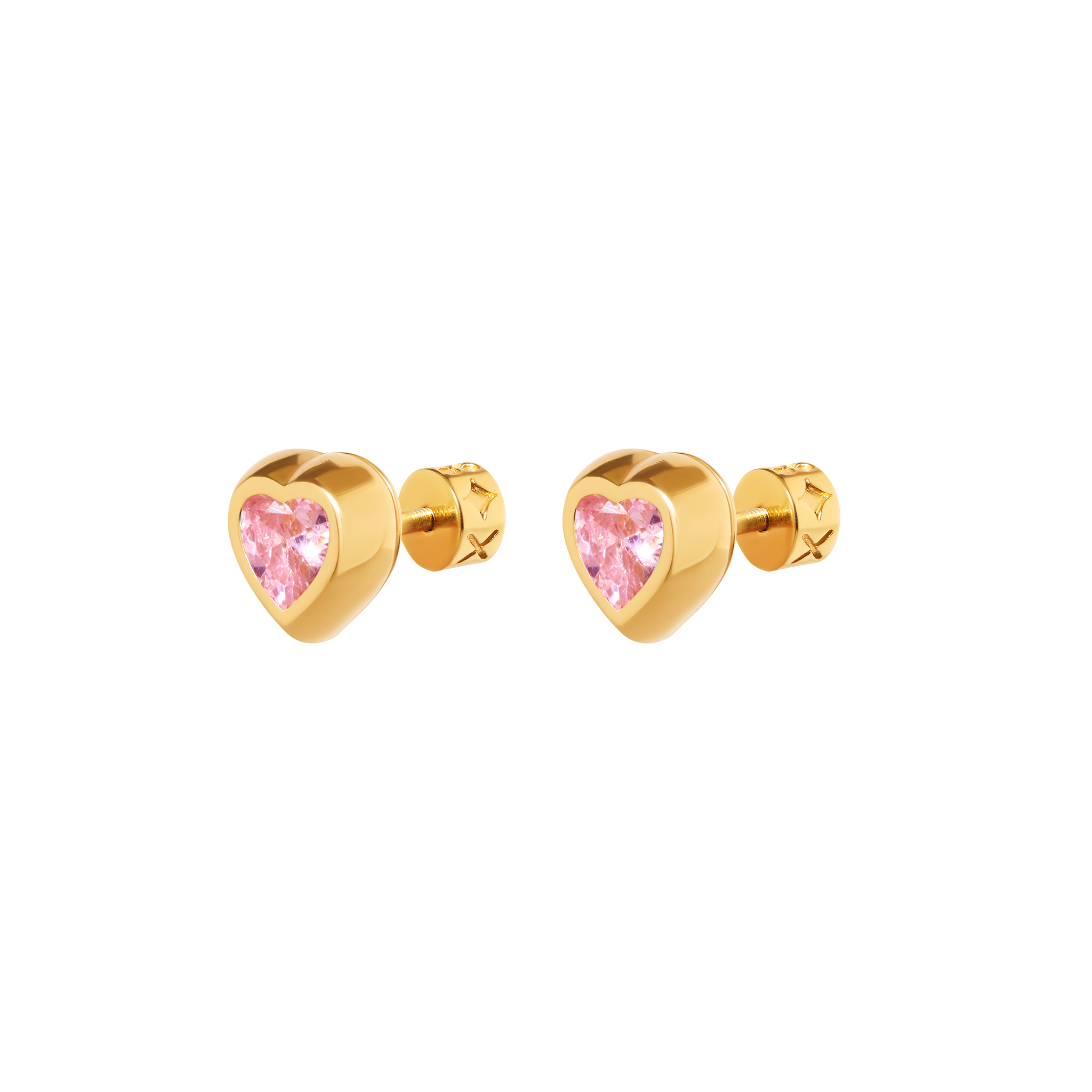 VIVA LA VIKA Серьги Gold Heart With Gem Earrings - Pink