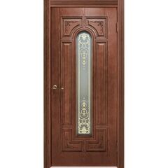 Купить Межкомнатная дверь шпон Арес орех натуральный 2 остеклённая