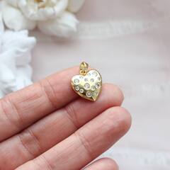 Подвеска Сердце с фианитами, 16*15 мм, позолота. П133