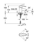 Смеситель GROHE Eurostyle 32468001 однорычажный для раковины DN15