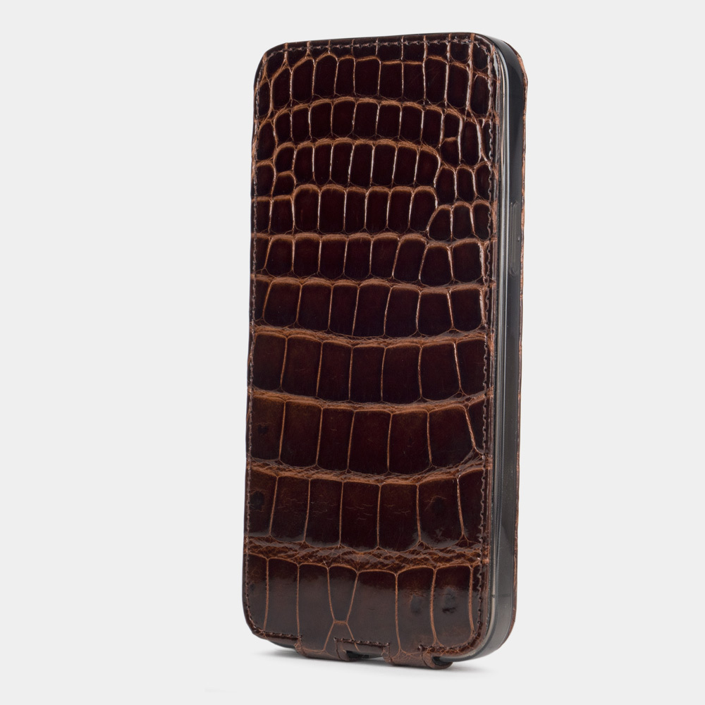 Special order: Чехол для iPhone 13 Pro Max из натуральной кожи крокодила, темно-коричневого цвета