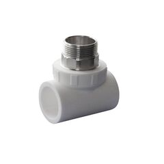 Тройник ПП 32-1'' , с наружной резьбой, белый, Политэк