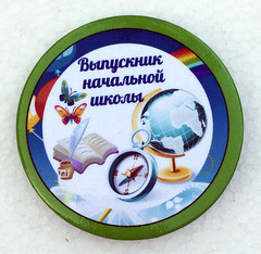 Значок «Выпускник начальной школы» Диаметр 56мм (глобус, компас)