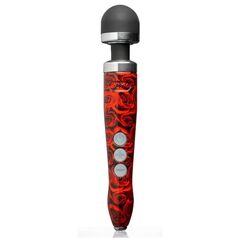 Красный беспроводной wand-вибратор Doxy Die Cast 3R с принтом в виде роз на рукояти - 28 см. - 