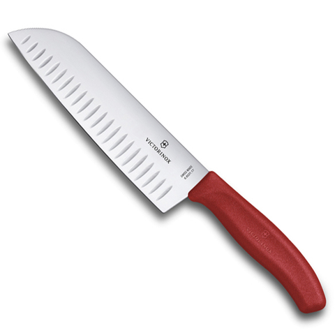 Кухонный нож Victorinox Santoku, лезвие 17 см., красная рукоять (6.8521.17G) - Wenger-Victorinox.Ru