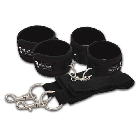 Две пары черных наручников, крепящиеся к матрасу - Lux Fetish LF1328