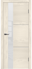 Межкомнатная дверь Лестер 2 Ясень белый,стекло белое / Цвет Ясень белый / Стекло "Лакобель белое" / Двери Верда