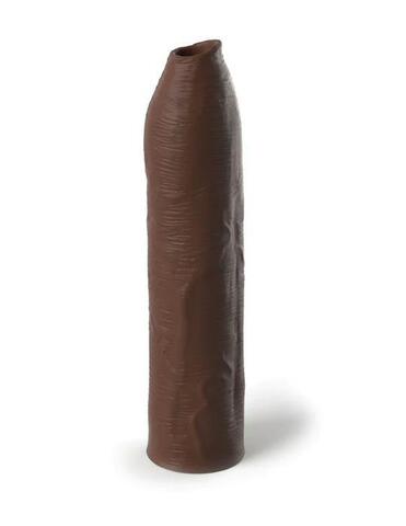 Коричневая насадка-удлинитель Uncut Silicone Penis Enhancer - 17,8 см. - Pipedream Fantasy X-tensions Elite PD4154-29