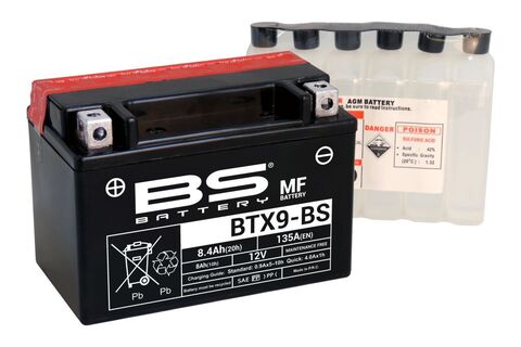 BTX9-BS Аккумулятор BS AGM, 12В, 8 Ач 135 A  150x87x105, прямая ( +/- ), (YTX9-BS)