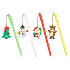 
          Ручка шариковая, Basir, синие чернила, серия "Новогодние", цветной корпус с фигуркой, 30 шт