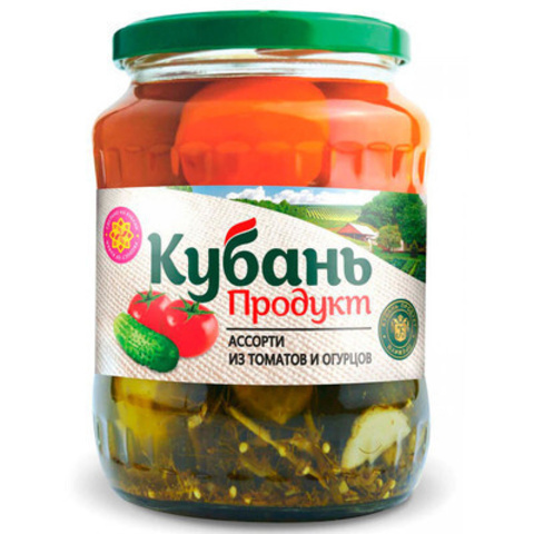 Ассорти из томатов и огурцов 680г ст/б Кубань Продукт
