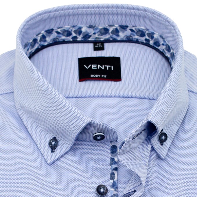 Рубашка мужская Venti Body Fit 134014100-100 голубая с цветной отделкой