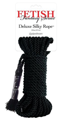 Черная веревка для фиксации Deluxe Silky Rope - 9,75 м. - Pipedream Fetish Fantasy Series PD3865-23