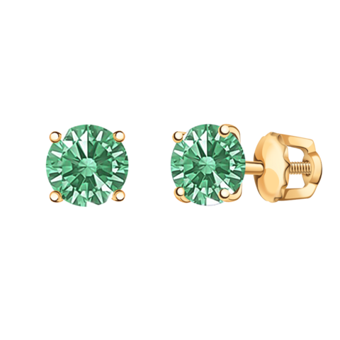 20327sw8- Серьги -пусеты из золота 585 пробы с фианитами LUX Fancy Green