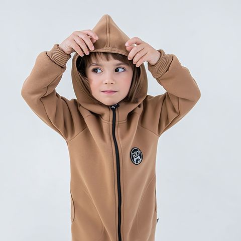 Warm hooded jumpsuit with pockets - Desert Sand