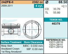 Поршень двигателя TEIKIN 46379 0.50 (4шт/упак)