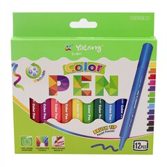
          Фломастеры, 12 цв, Yalong, корпус трёхгранный утолщённый, "Color" вентилируемый колпачок, картонная упаковка, европодвес