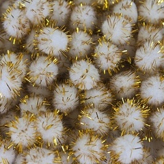 Sale Декоративное украшение Помпончики, 1,5 см, Белый/Золото с люрексом, 200 шт