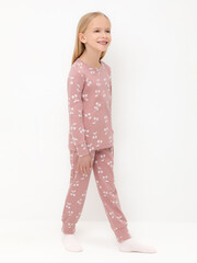 пижама  для девочки  К 1552/серая пудра,крупная вишня