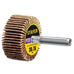 STAYER d 30 x 15 мм, P120, на шпильке d 6 мм, круг шлифовальный лепестковый (36606-120)