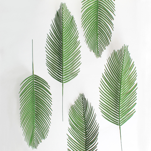 №2 Пальма, искусственная зелень, высококачественный пластик, 47 см, набор 5 шт, цвет насыщенный зеленый