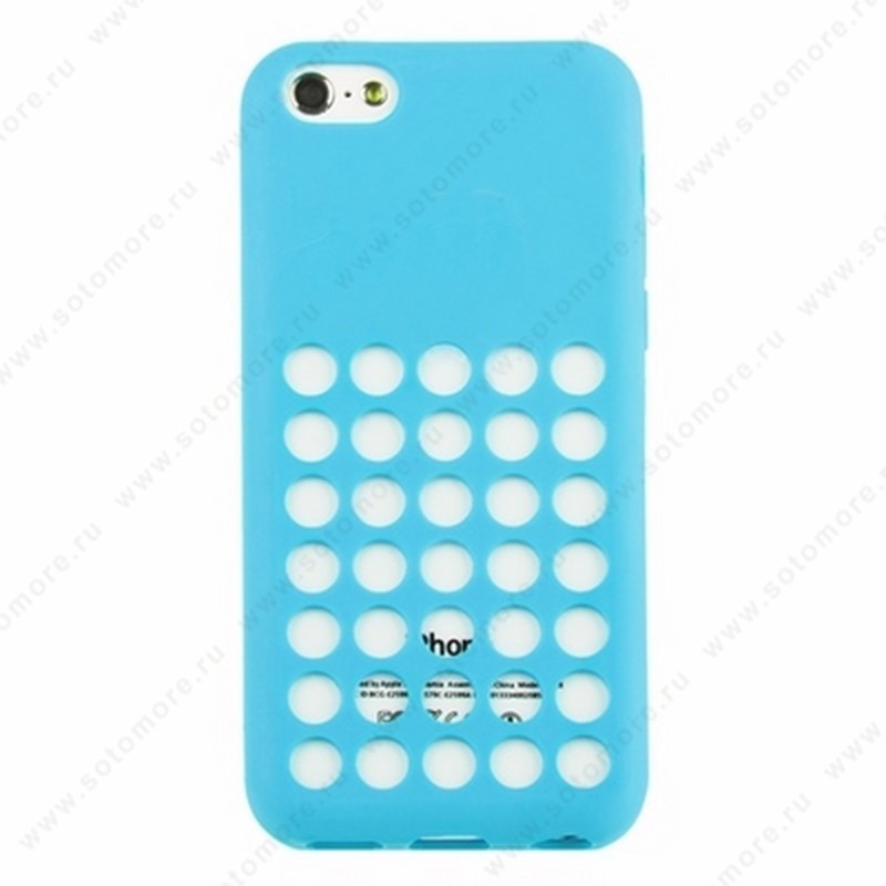 Накладка силиконовый для Apple iPhone 5C с перфорацией голубой