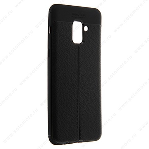 Накладка Carbon 360 силиконовая с кожаными вставками для Samsung Galaxy A8 Plus A730 2018 черный